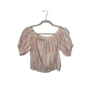 Common Collection Find The Joy Top Size Medium Striped Off The Shoulder Pink NEW
